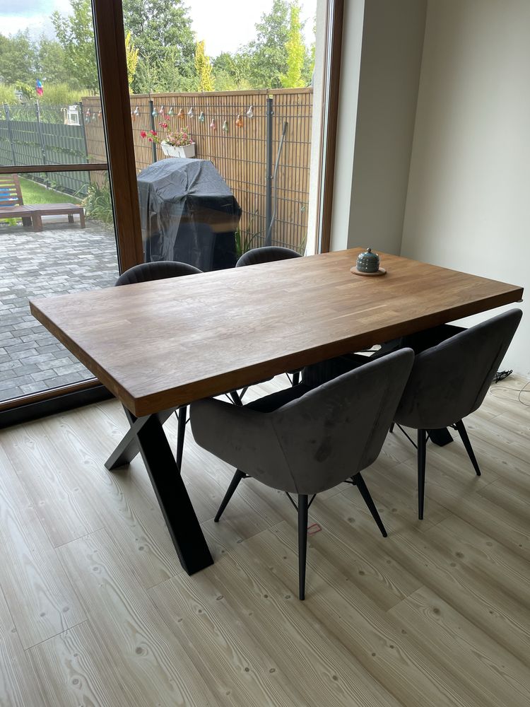Stół dębowy na metalowych nogach w X DSW:180x100x77