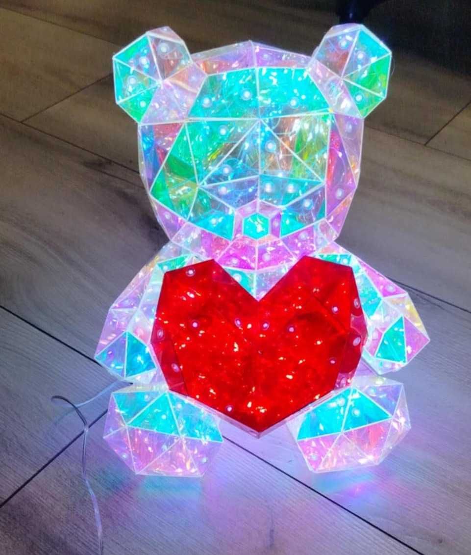 Miś led lampka niedźwiedź świecący serce prezent prezentowy pomysł