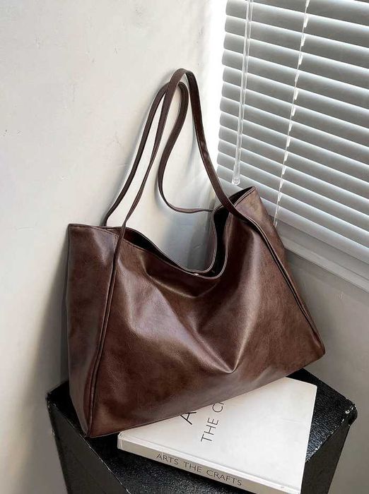 !OKAZJA! Duża Brązowa Pojemna Torebka Shopperka Elegancka Modna A4