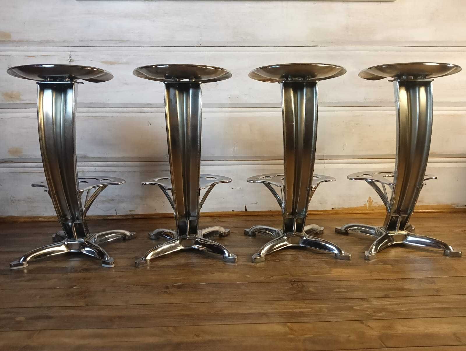 Kultowe stołki barowe Yasu Sasamoto dla Dulton Lotus - chrom. 4 szt.