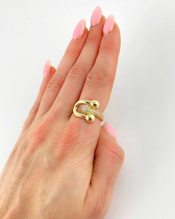 Zjawiskowy ZŁOTY pierścionek z cyrkoniami PRÓBA 585 (14K) rozmiar 20