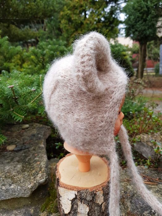 Czapka Mysz Beż 54/56 alpaka/jedwab