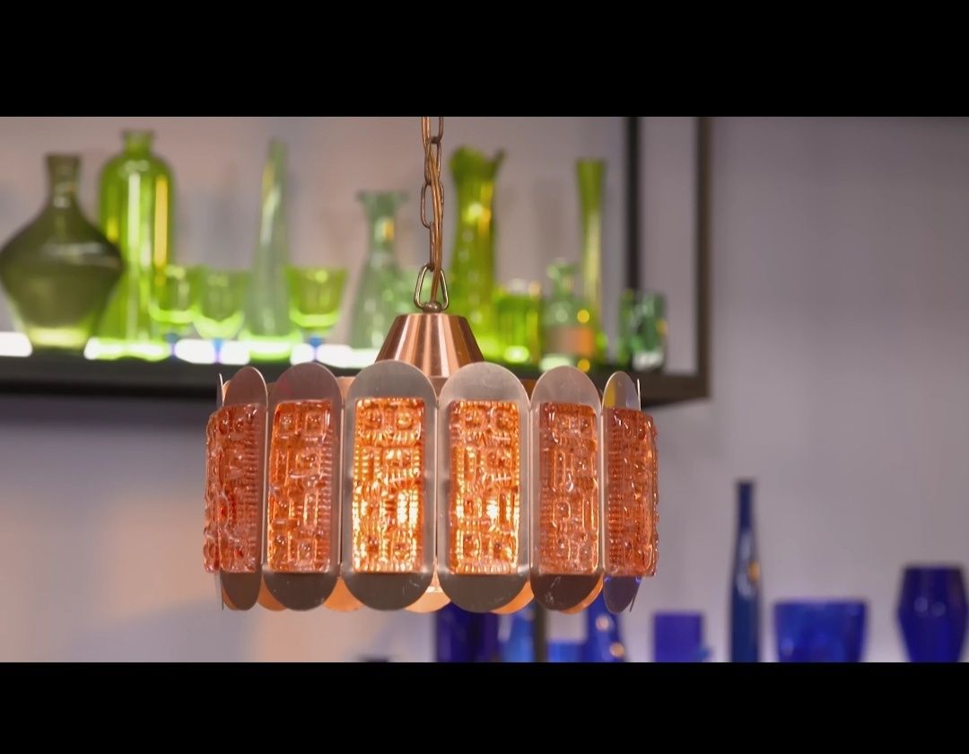Lampa wisząca szklana firmy Vitrika, lata 60