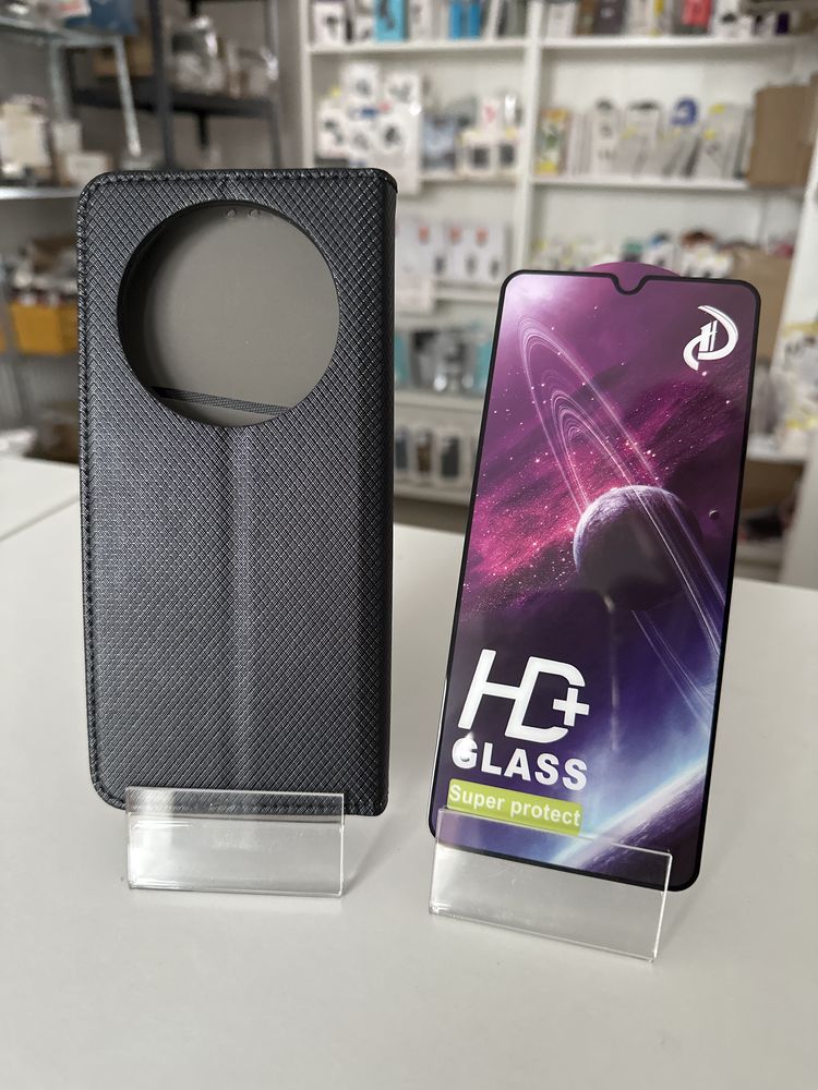 Szkło hartowane i etui zamykane czarne do XIAOMI REDMI A3 4G