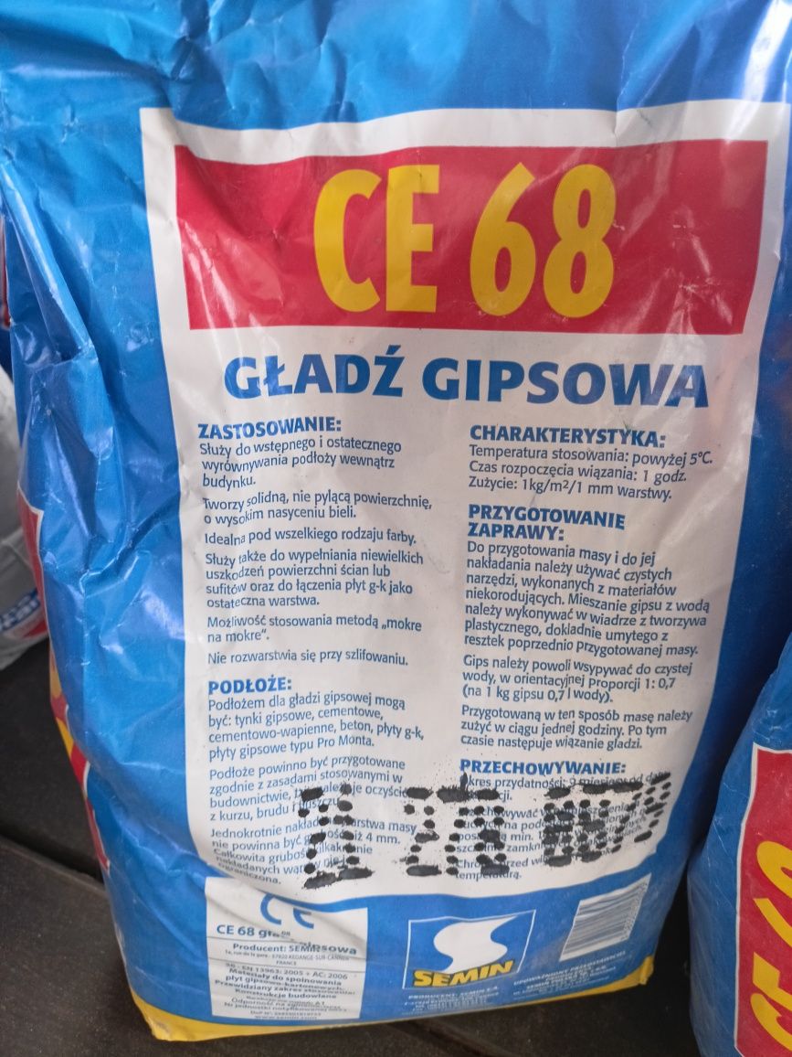 Gładź gipsowa, 5kg dostępnych ok 26 worków