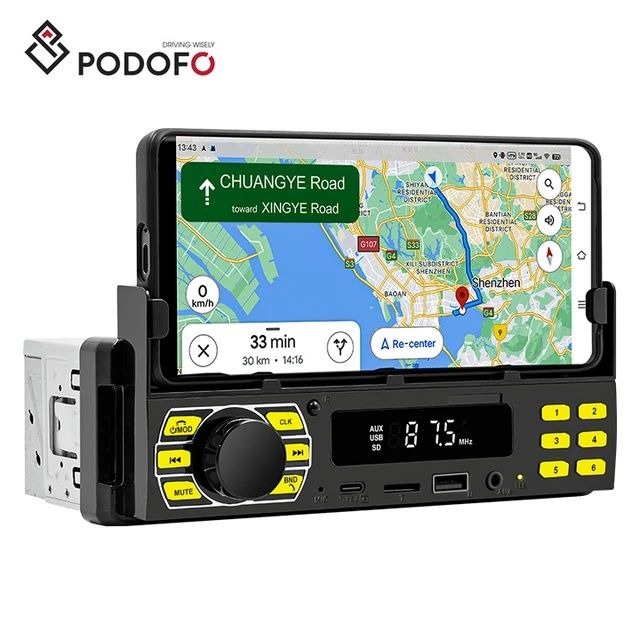 Rádio 1din MP3 Bluetooth FM SD AUX FM com base para telemóvel NOVO