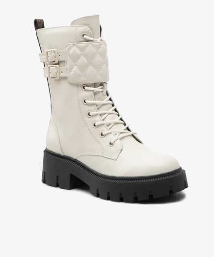 Guess Oryginalne buty botki Trapery wysokie FL7SER LEA10 Białe Modne