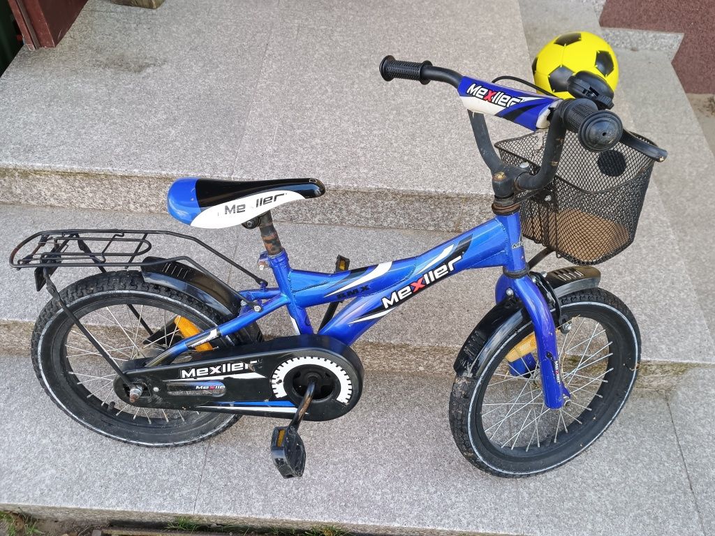 Rower BMX Mexller 16 Dla Chłopca Dziecięcy niebieski koszyk sprawny