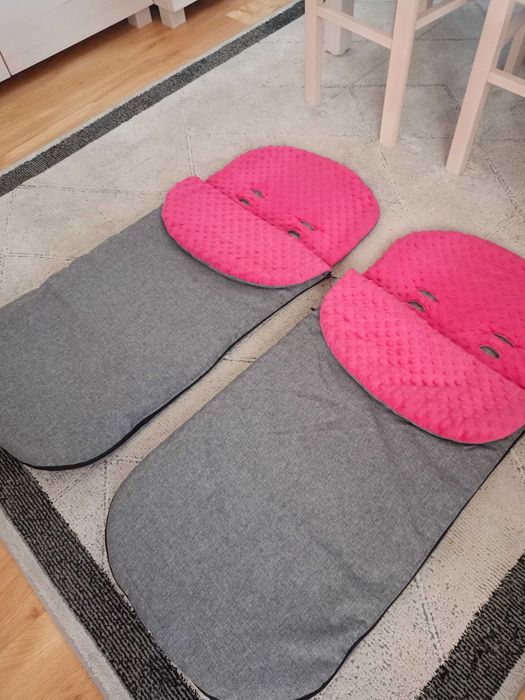 Śpiworek / śpiworki do wózka dla bliźniaczek Minky