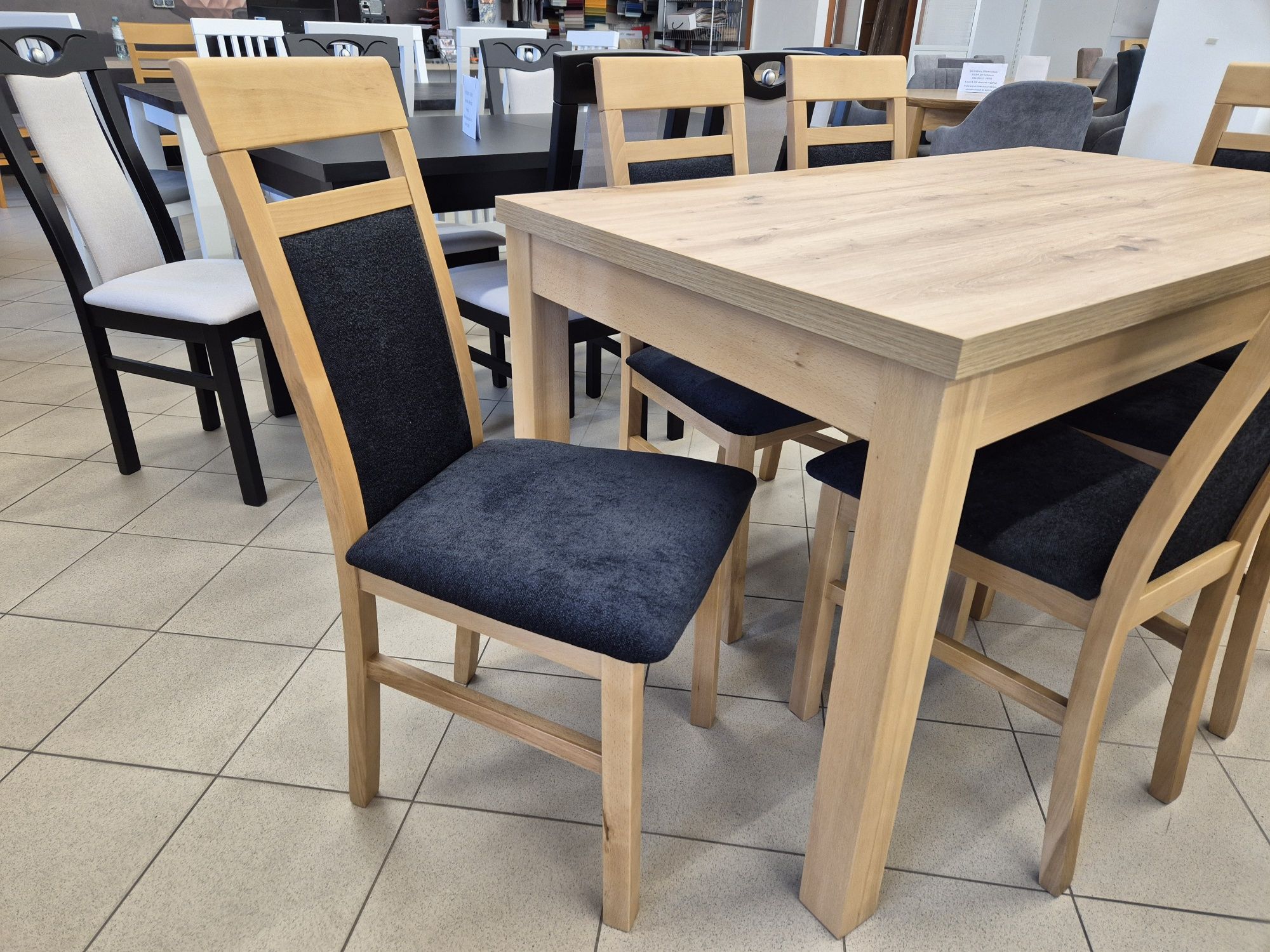 Solidny stół rozkładany dąb artisan 140/180/80 + 6 krzeseł od ręki!