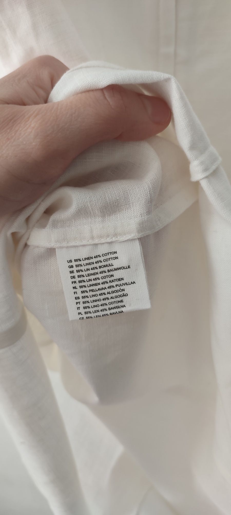 H&M minimalistyczna biała damska sukienka lniana capsule old money