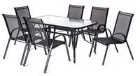 Komplet Mebli Ogrodowych Meble Ogrodowe TARAS Szklany stół 6 krzeseł