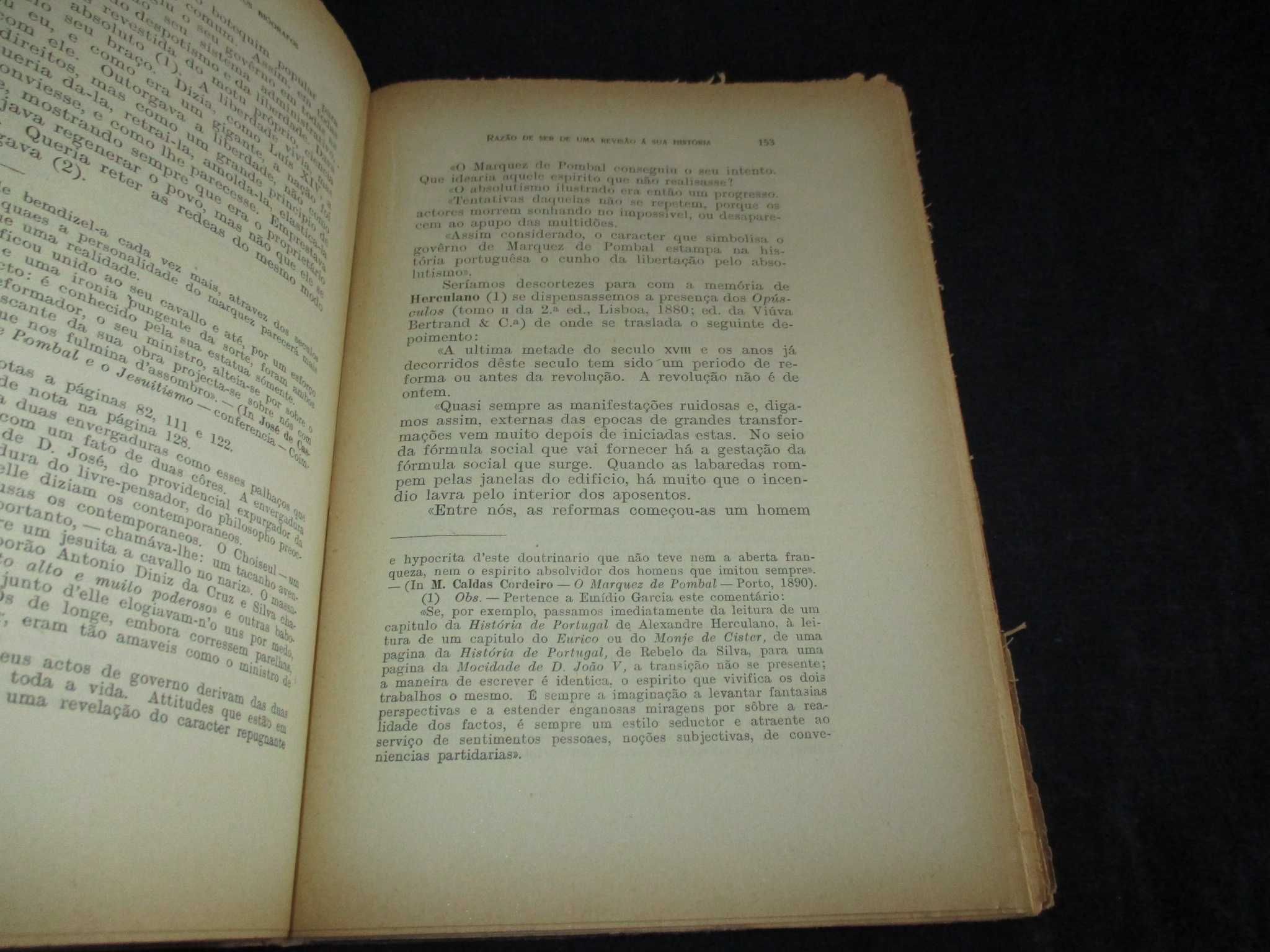 Livro O Marquês de Pombal e os seus Biógrafos 1947