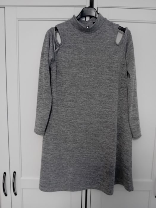 #Quiz bluzka tunika bez ramion szara