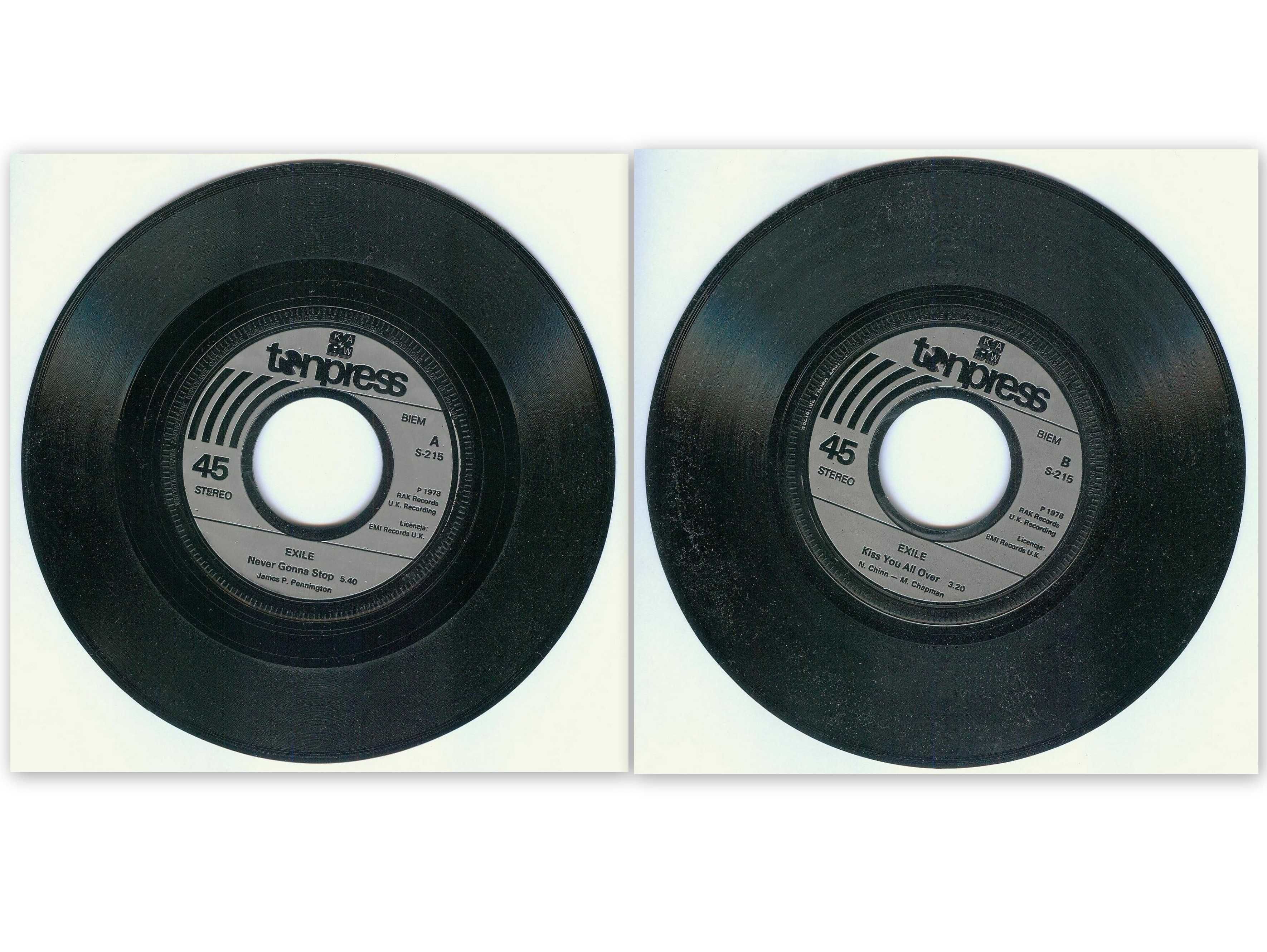 Płyta winylowa 7" (mała) - EXILE - Tonpress S-215  wyd. 1978 r.