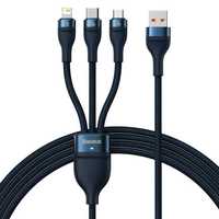 Baseus kabel USB - USB C / Lightning / micro USB 100W 1,2m niebieski