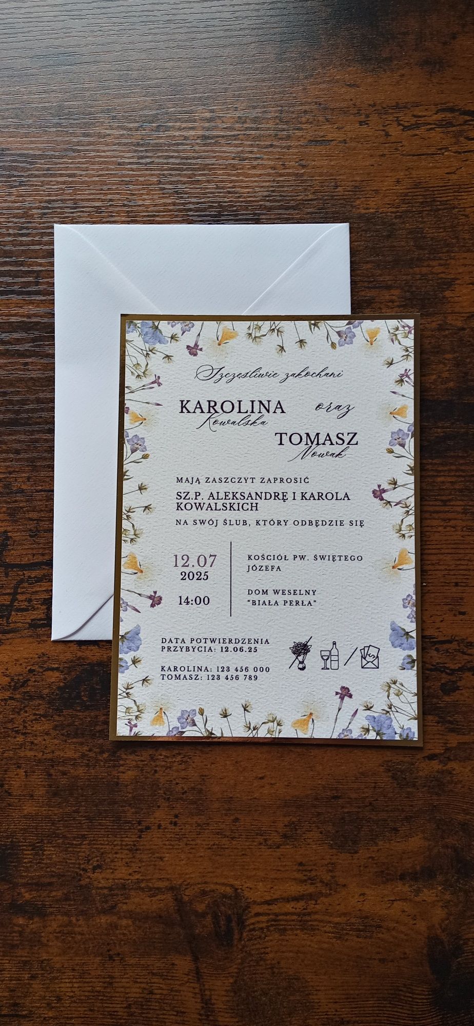 Zaproszenie na ślub z ramką