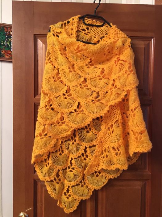 Шаль ажурна, жовта(ручна робота)