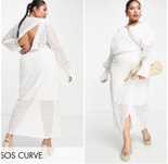 Biała ażurowa haft bawełna sukienka midi kopertowa 44 xxl 46 3 xl asos