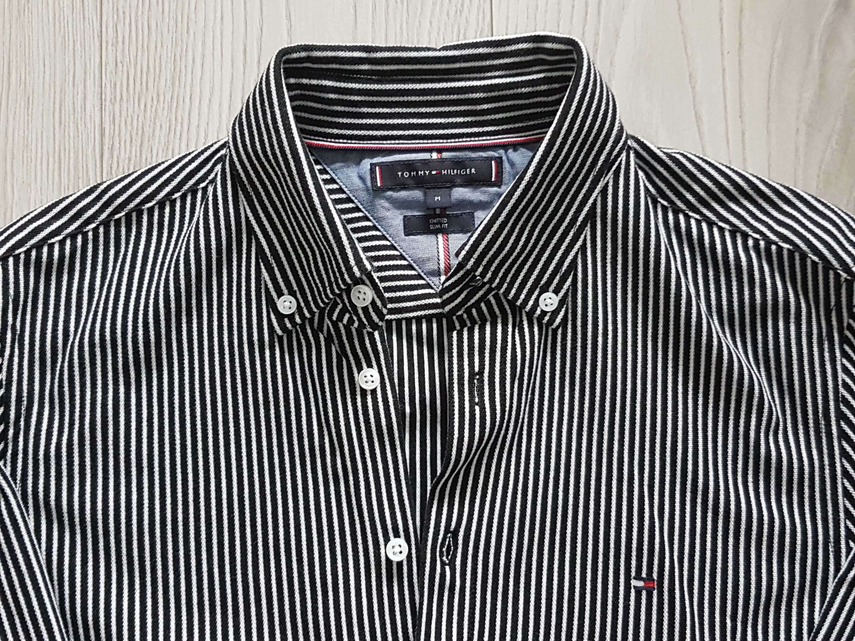Koszula nowa Tommy Hilfiger w biało czarne paski, r. M slim fit