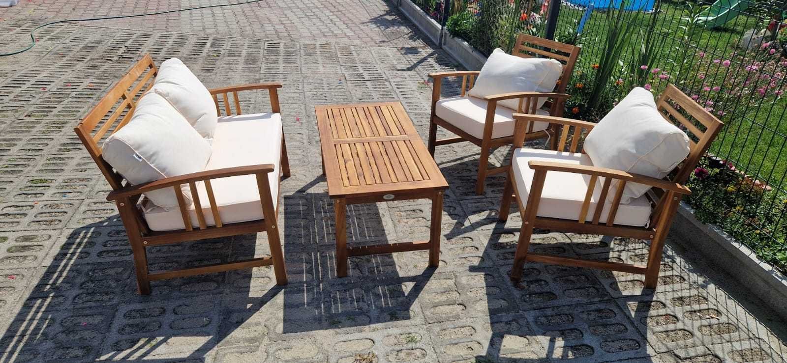 Zestaw mebli ogrodowych z drewna drewniane meble na taras ogród SUPER