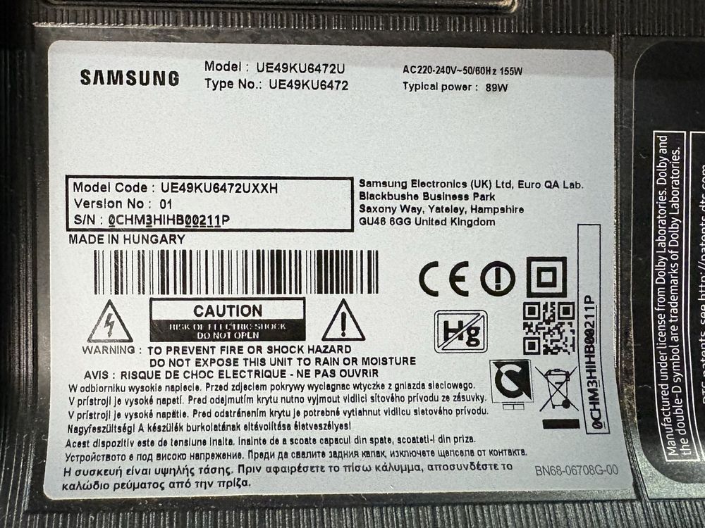 Телевизор Samsung  UE49KU6472U на запчасти
