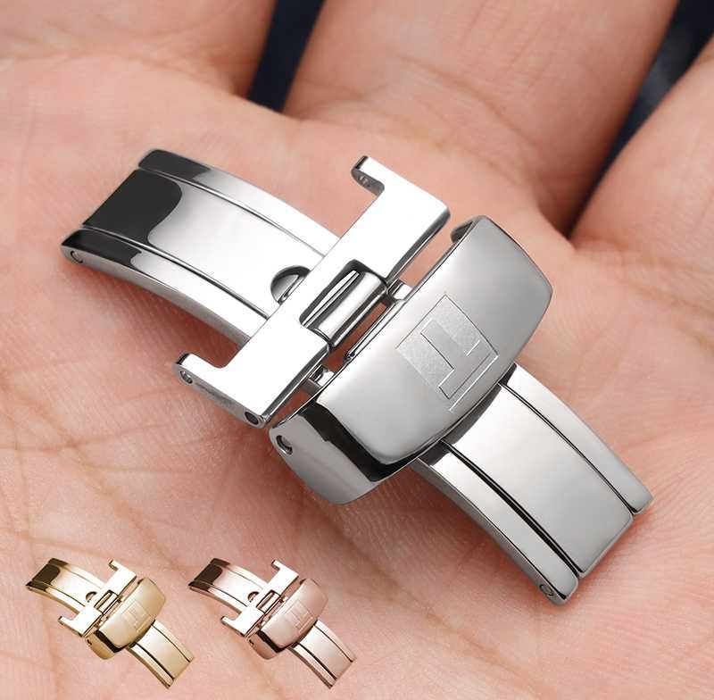 Klamra zapięcie motylkowe Tissot 18mm do paska zegarka srebrne złote