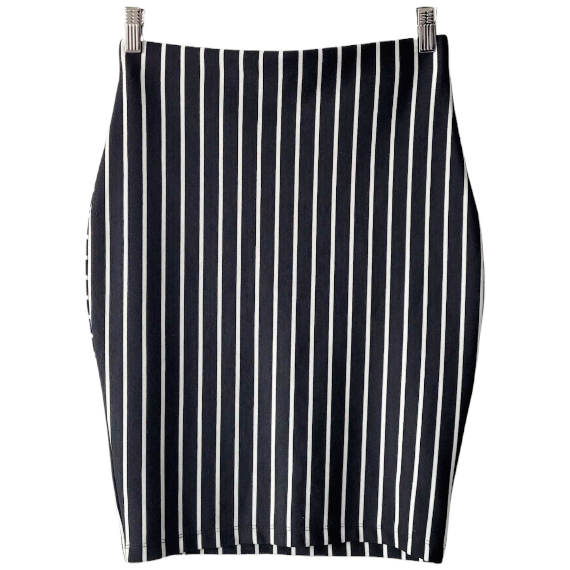 Czarna biała wąska spódnica bandażowa w paski S Orsay ołówkowa casual