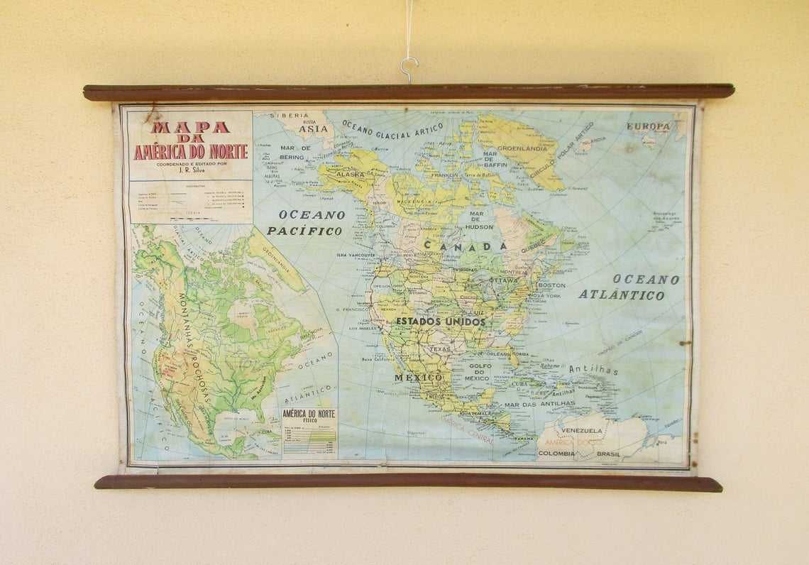 Mapa vintage da América do Norte