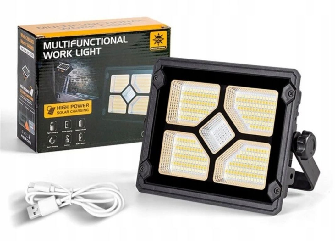 Lampa LED SMD Reflektor Solarna POWERBANK USB-C Akumulatorowa Halogen