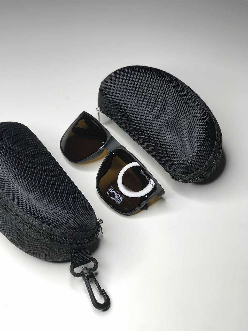 Солнцезащитные очки PORSCHE Polarized Антиблик Мужские чёрные квадратн