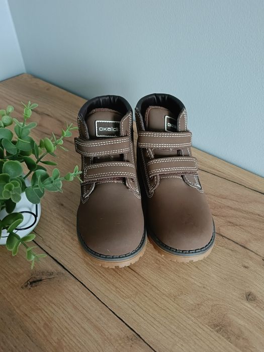 Nowe brązowe jesienne zimowe trzewiki chłopięce Okaidi 27