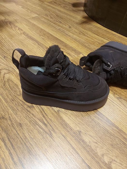 Уггі шкіряні UGG lowmel sneaker platform  36-40 чорний шоколад