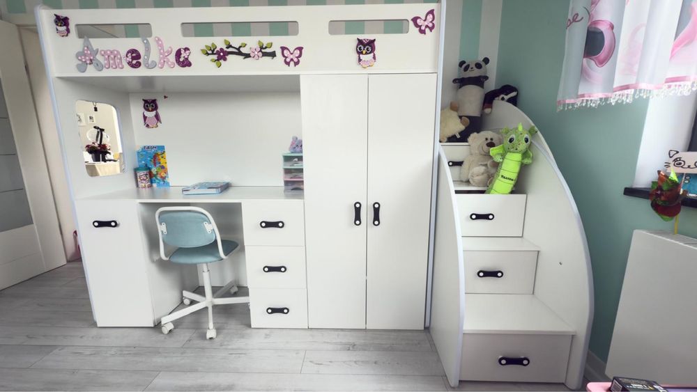 Piętrowe łóżko dziecięce białe