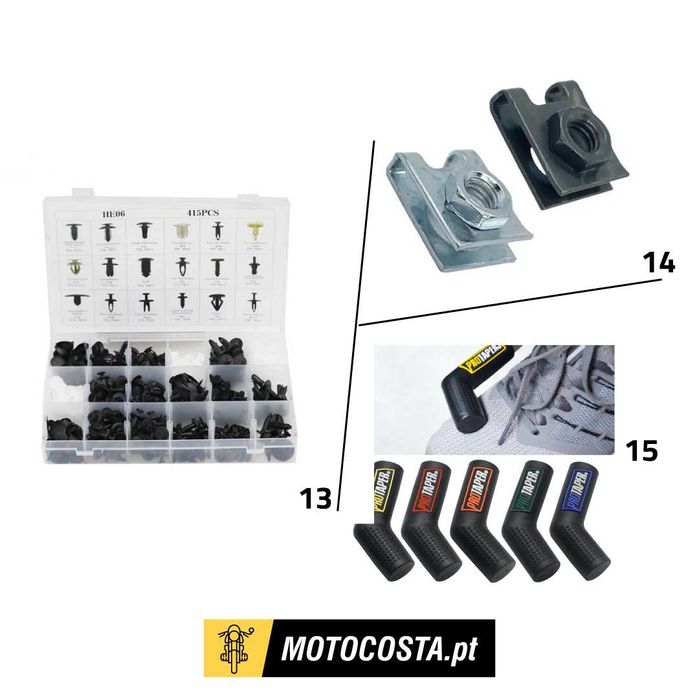 Proteções e Cogumelos Moto - Alumínio, Borracha e Molas - MOTOCOSTA