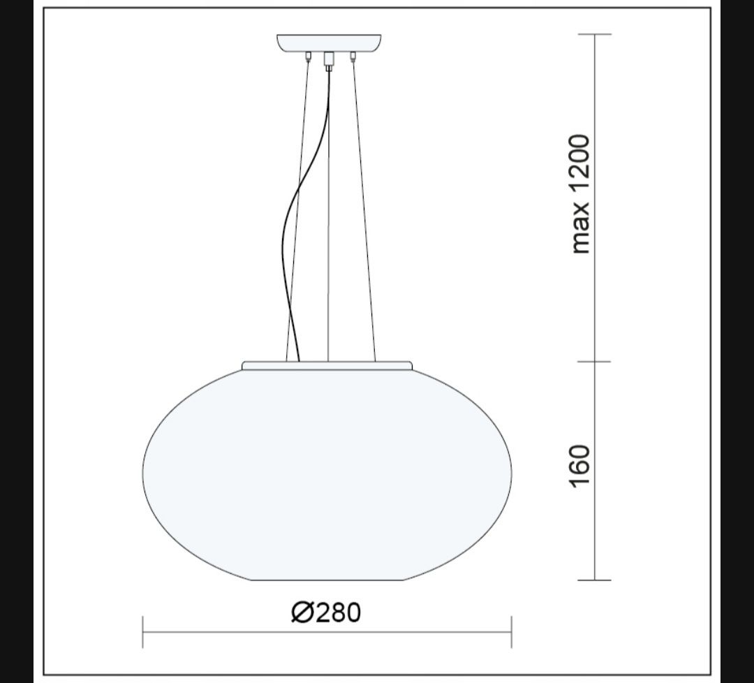 Lampa wisząca ZWIS żyrandol szklana 2xE14 H13 28cm mleczna