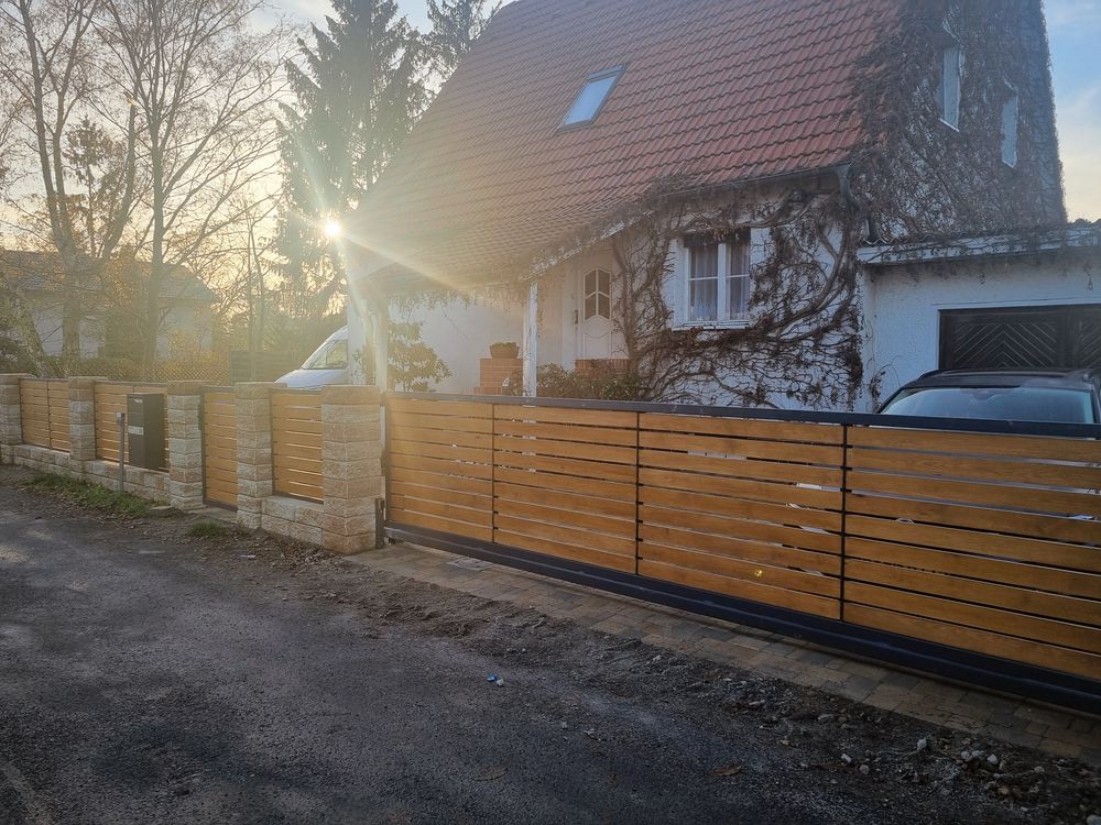 Brama wjazdowa przesuwna drewno / ocynk  / 4 m x 1,75m