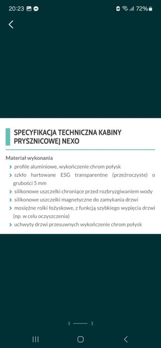 Kabina prysznicowa przyścienna Nexo