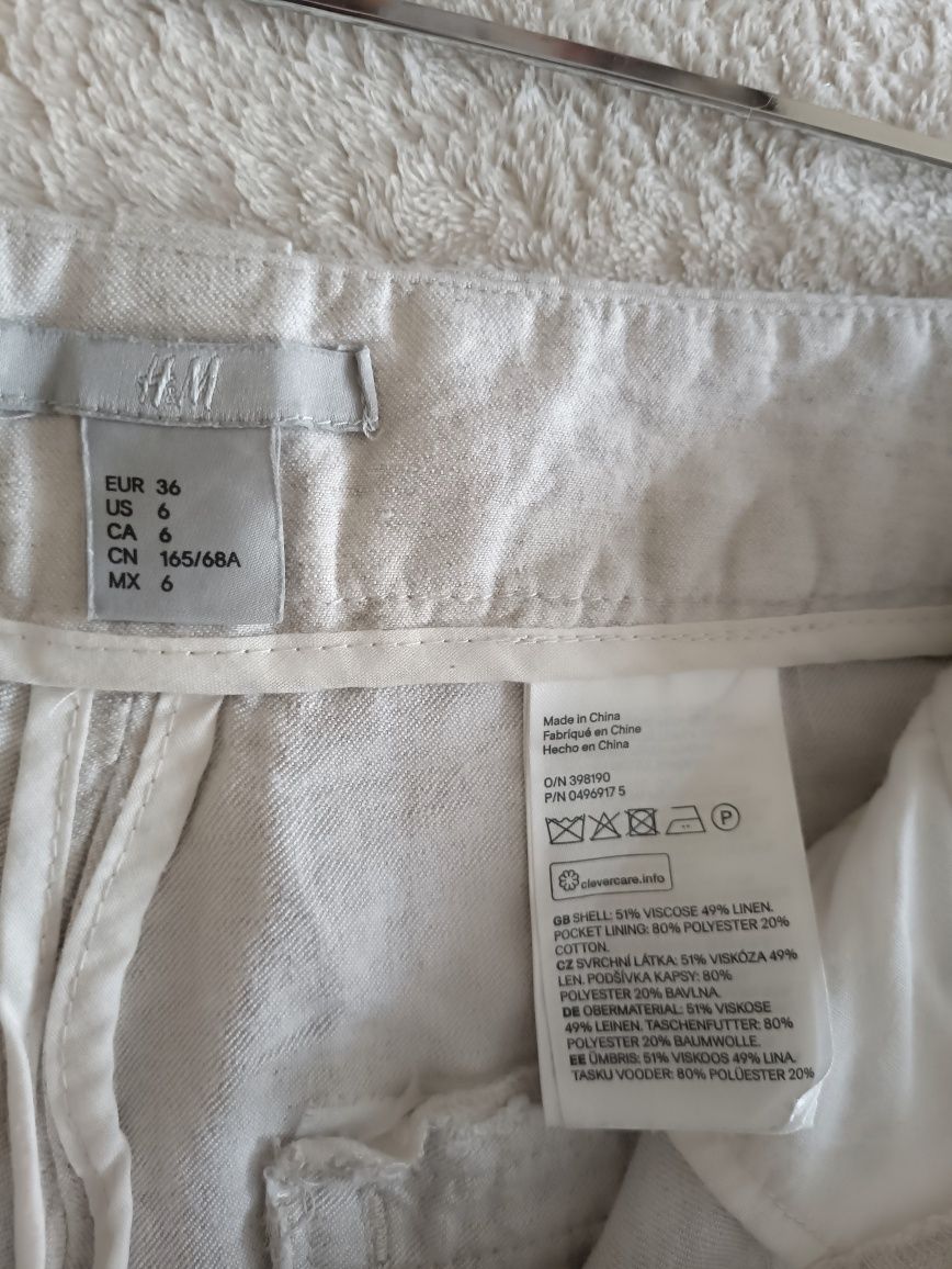 H&M p.S шорти кремового кольору із суміші віскози та льону