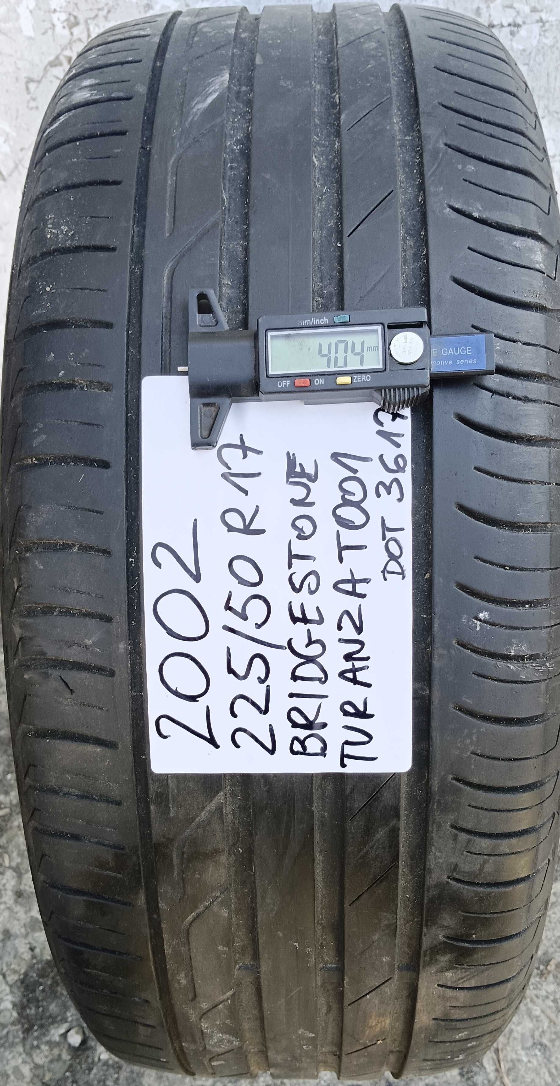 2002 Sztuka 225/50R17 Bridgestone Turanza T001 dot.3617