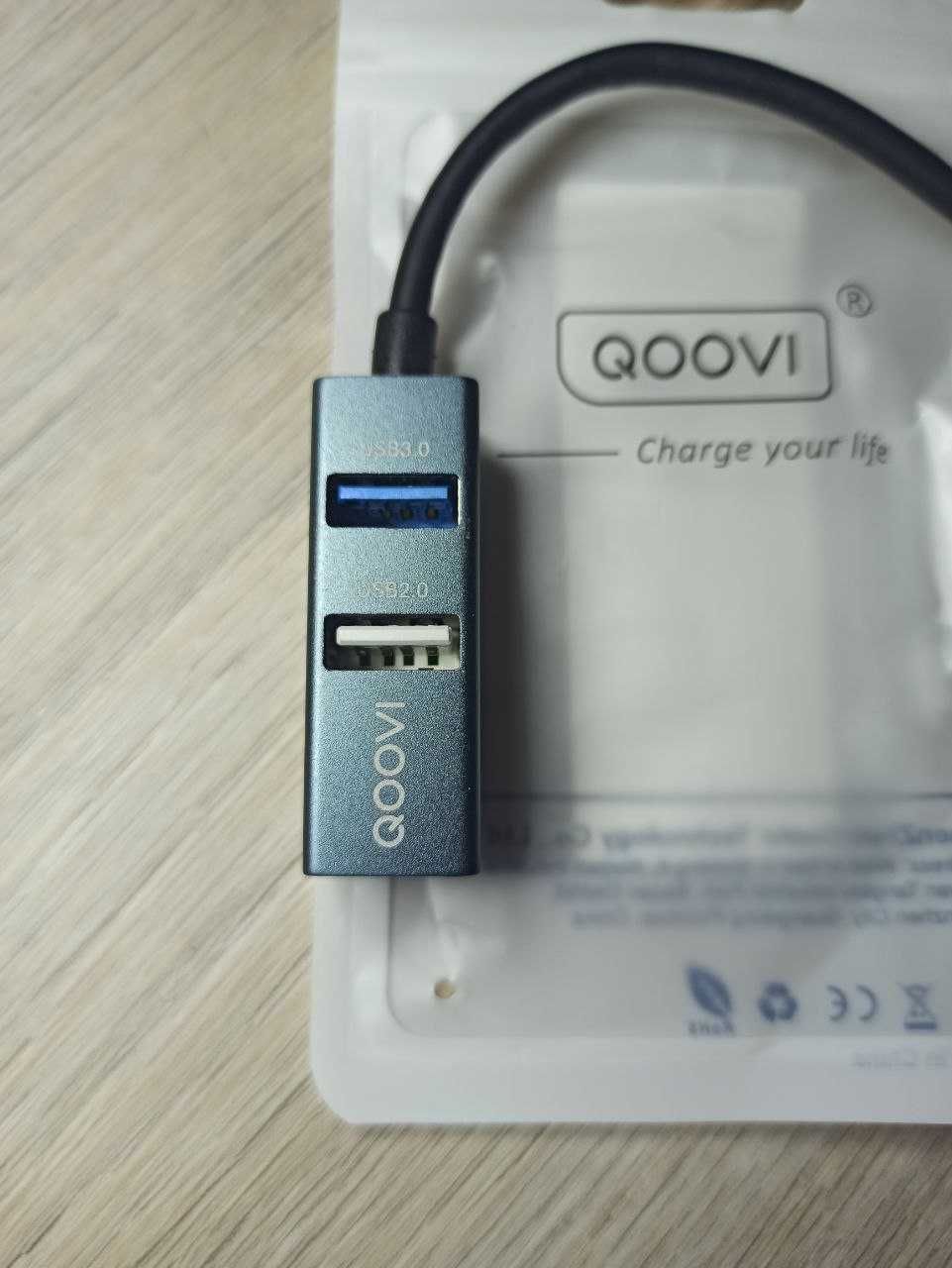 USB Hub QOOVI HB1 Line Machine 3USB 2.0 и 1USB 3.0 Type-c Хаб