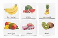 Karty trójdzielne - owoce tropikalne - 24 karty - Montessori