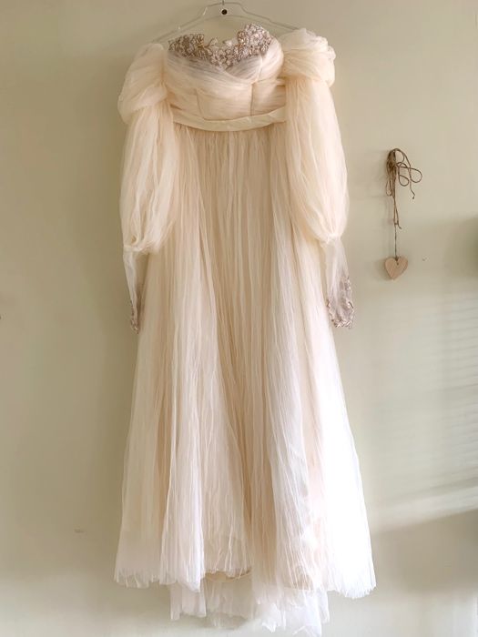 Suknia ślubna princessa bufiaste rękawy 36 S, 38 M, 40 L