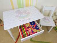 Детский столик и стульчик "Единорог" столик-парта (деревянный)комплект