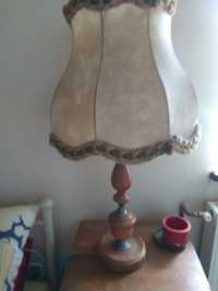 Lampa drewniana  ze skórzanym abażurem wys.81 cm