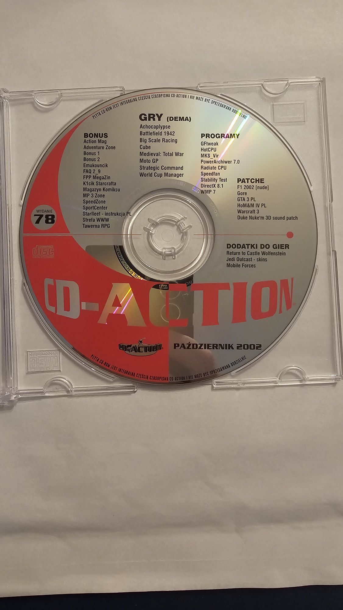 Sama płyta z gazety Cd-action nr.78 . 10/2002 . Dema gier na Pc I inne