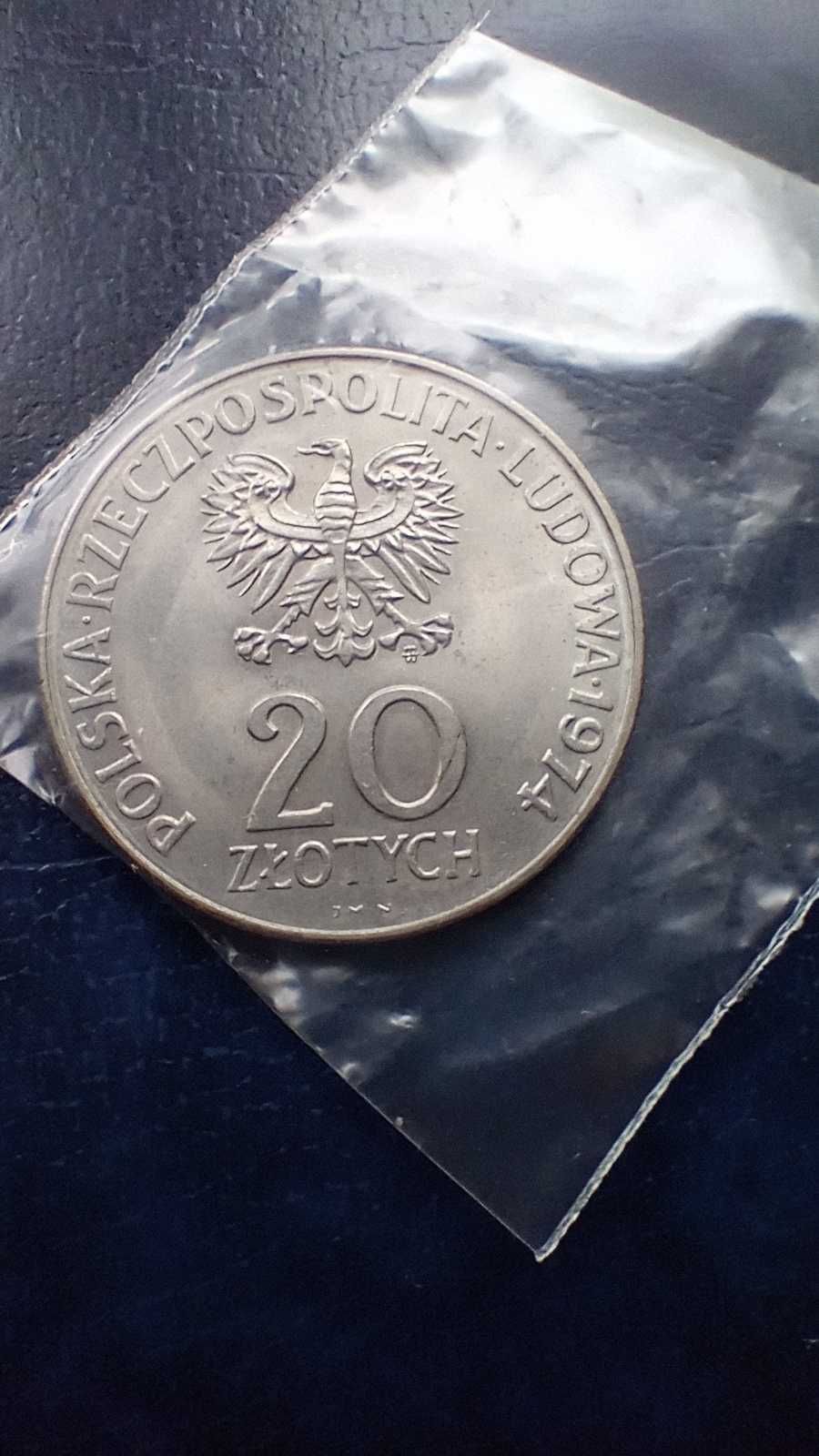 Stare monety 20 złotych 1974 RWPG PRL stan menniczy