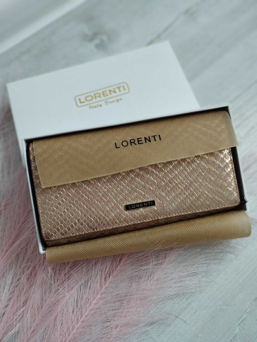 Damski portfel skórzany Lorenti skóra naturalna złoty