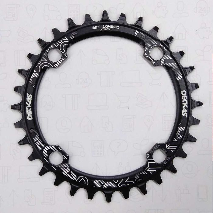 DECKAS 104BCD zębatka narrow wide 32T 34T 36T 38T czarna okrągła