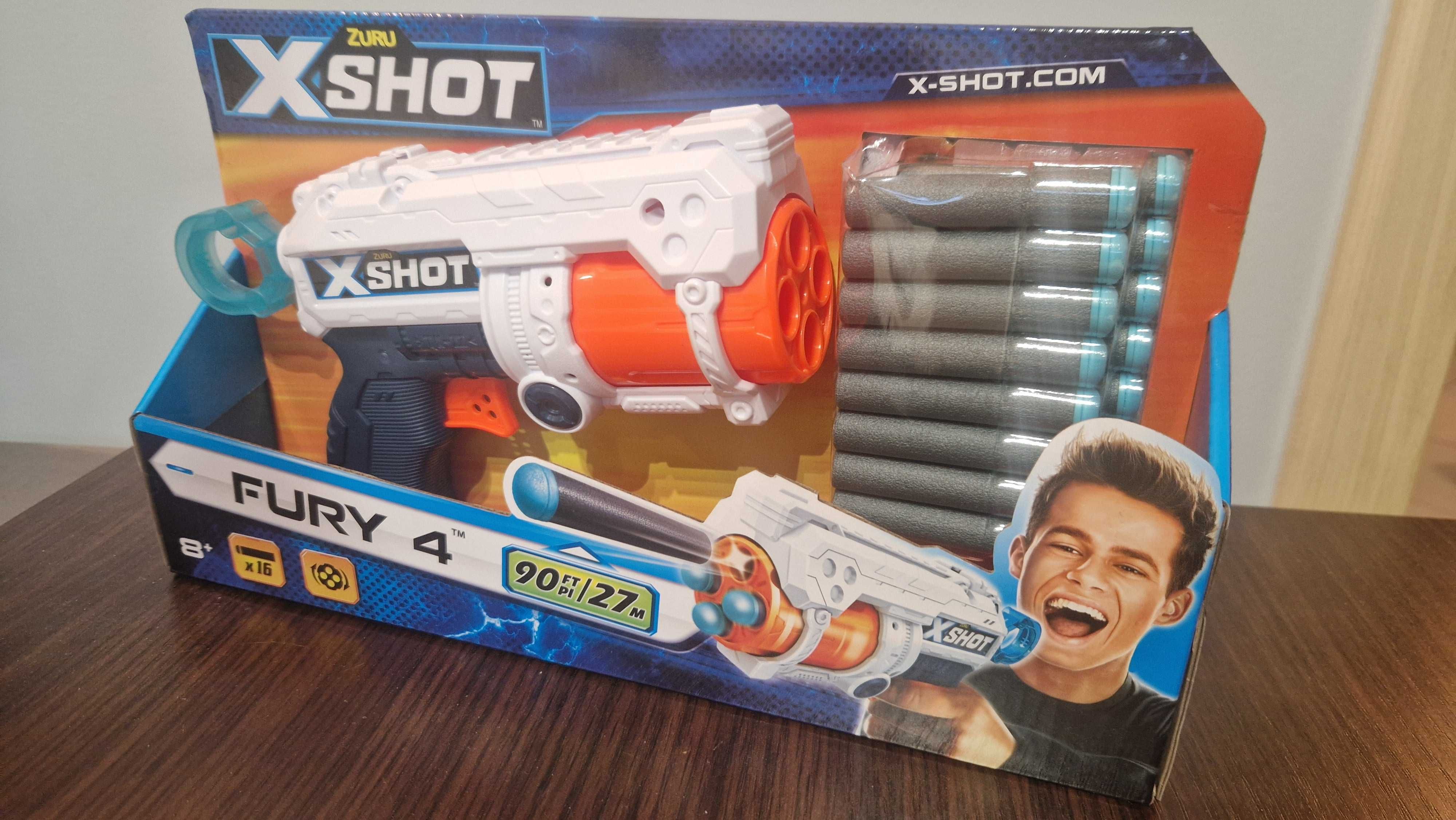 Pistolet na strzałki ZURU X-SHOT FURY 4 27 metrów 16 strzałek
